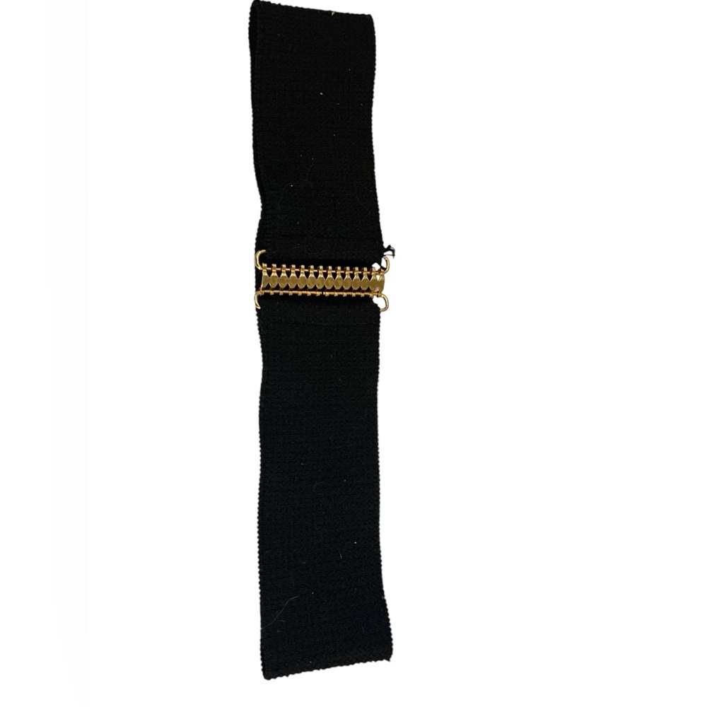 Black fabric belt with gold closure